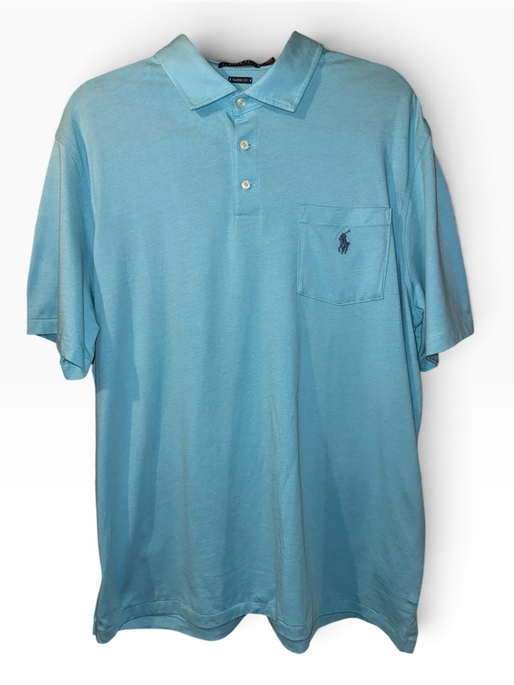 Ralph Lauren Light Blue Short Sleeve Polo with Pocket